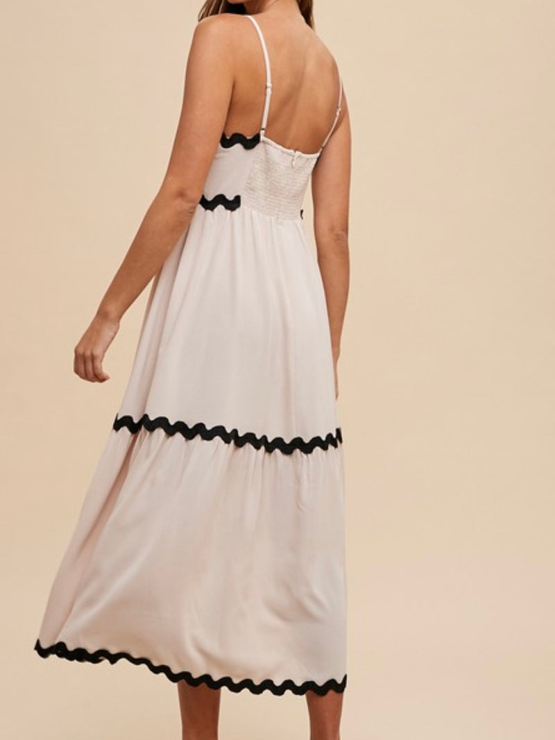 Scallop Trim Midi Dress