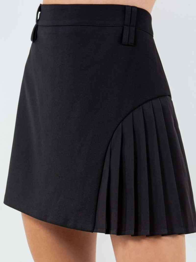 Contrast Pleat Detail Mini Skirt
