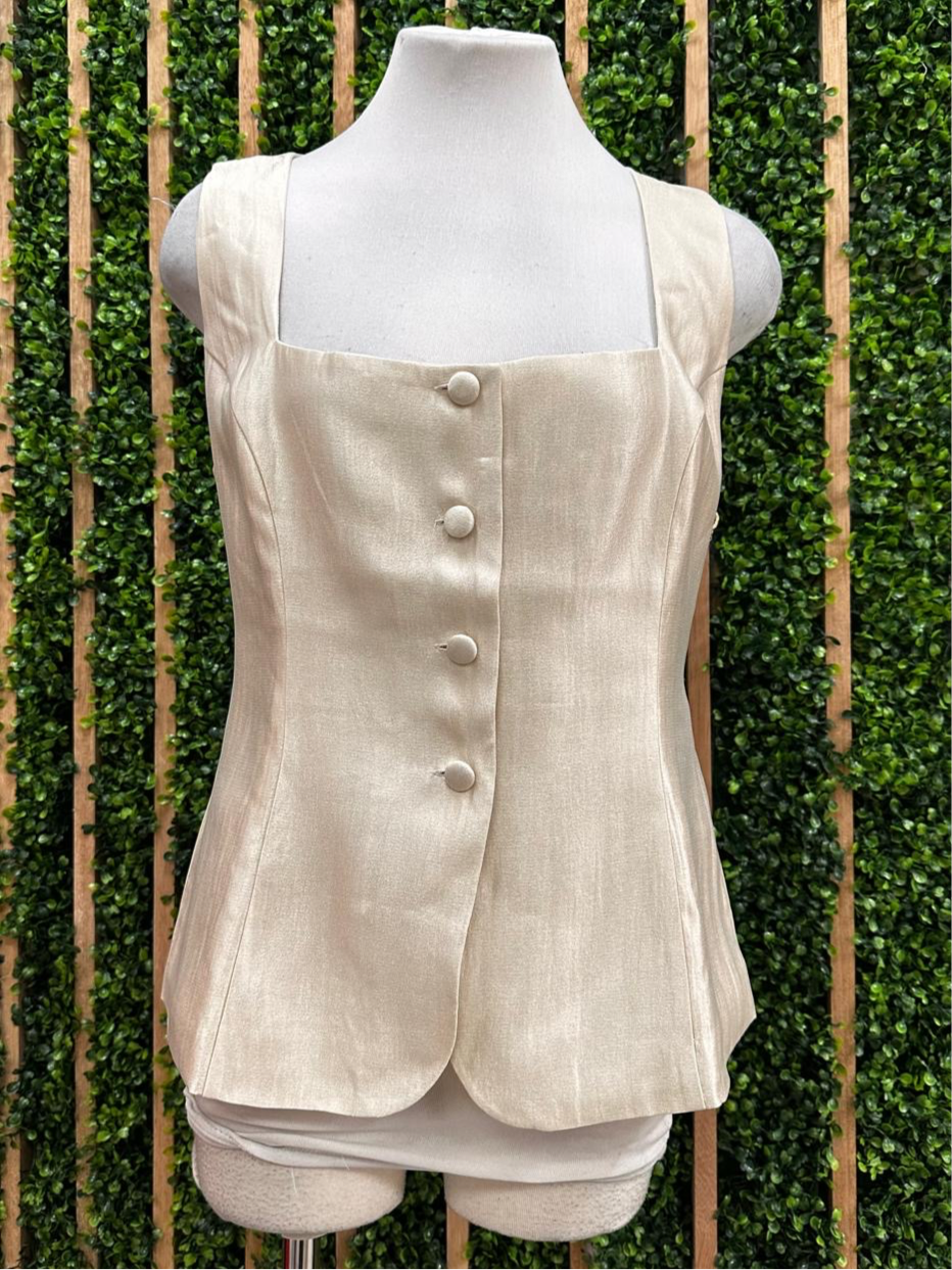 Square Neck Button Down Vest