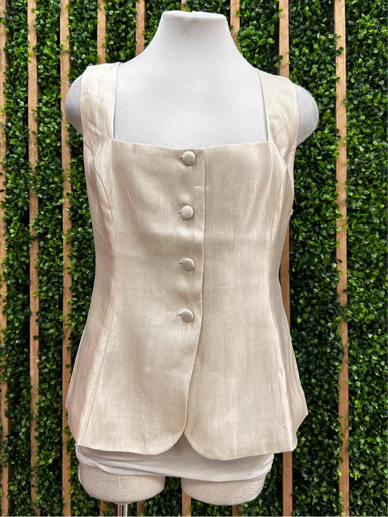 Square Neck Button Down Vest