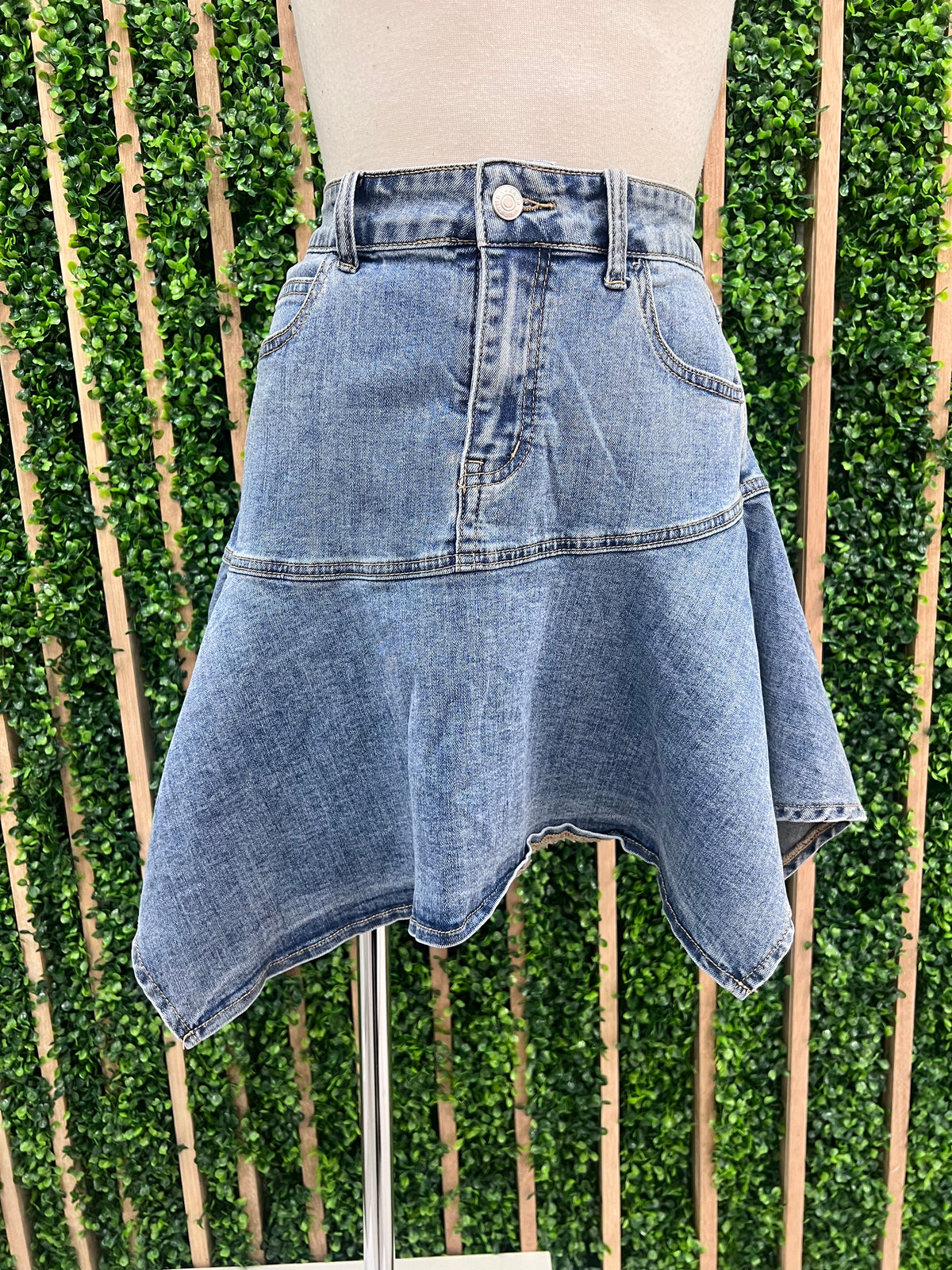 Denim Uneven Short Skirt