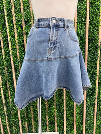 Denim Uneven Short Skirt