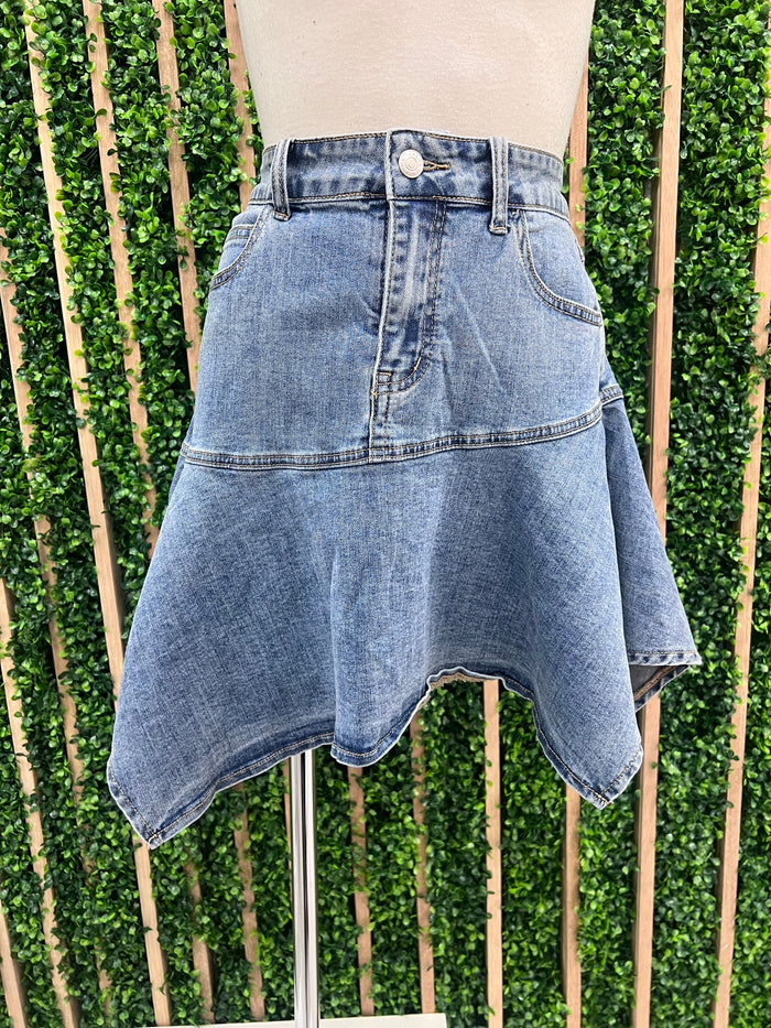 Denim Uneven Short Skirt