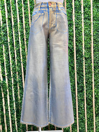 Gold Foil Wide Leg Denim Pant