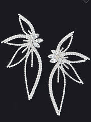 Dressy Rhinestone Flower Earrings