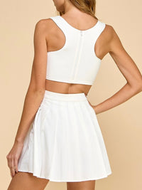 White Athletic Pleated Skirt Sleeveless Skort Dress