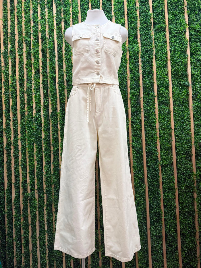 Ivory Coastal Luxe Denim Wide Leg Pant