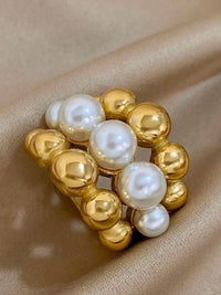 Gold Beads Pearl Ring