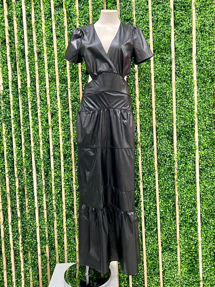 Exquisite Pleather Cutout Maxi