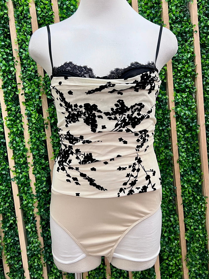 Beige Lace Burnout Floral Bustier Bodusyuit