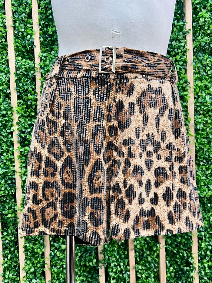 Sequin Animal Print Shorts