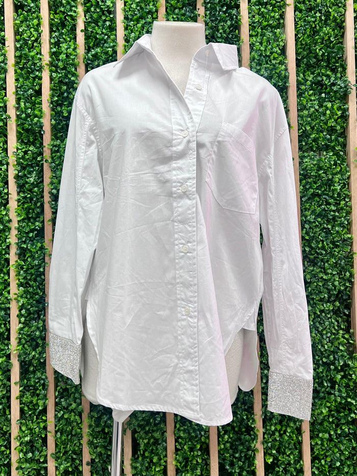 Crystal Embellished Cuff Blouse