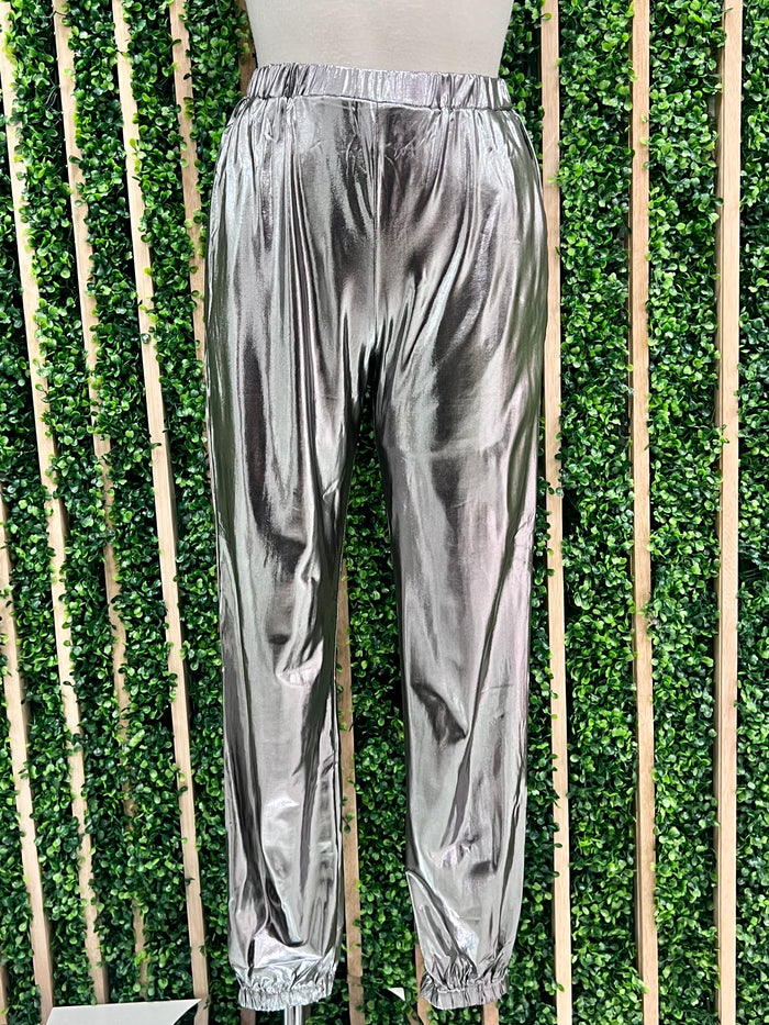 Metallic Silver Jogger Bottom
