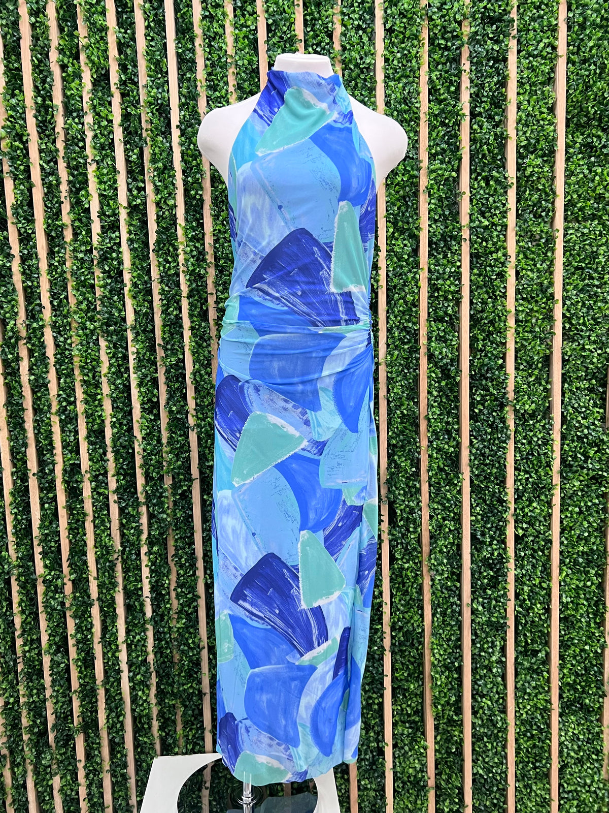 Blue Mesh Halter Maxi