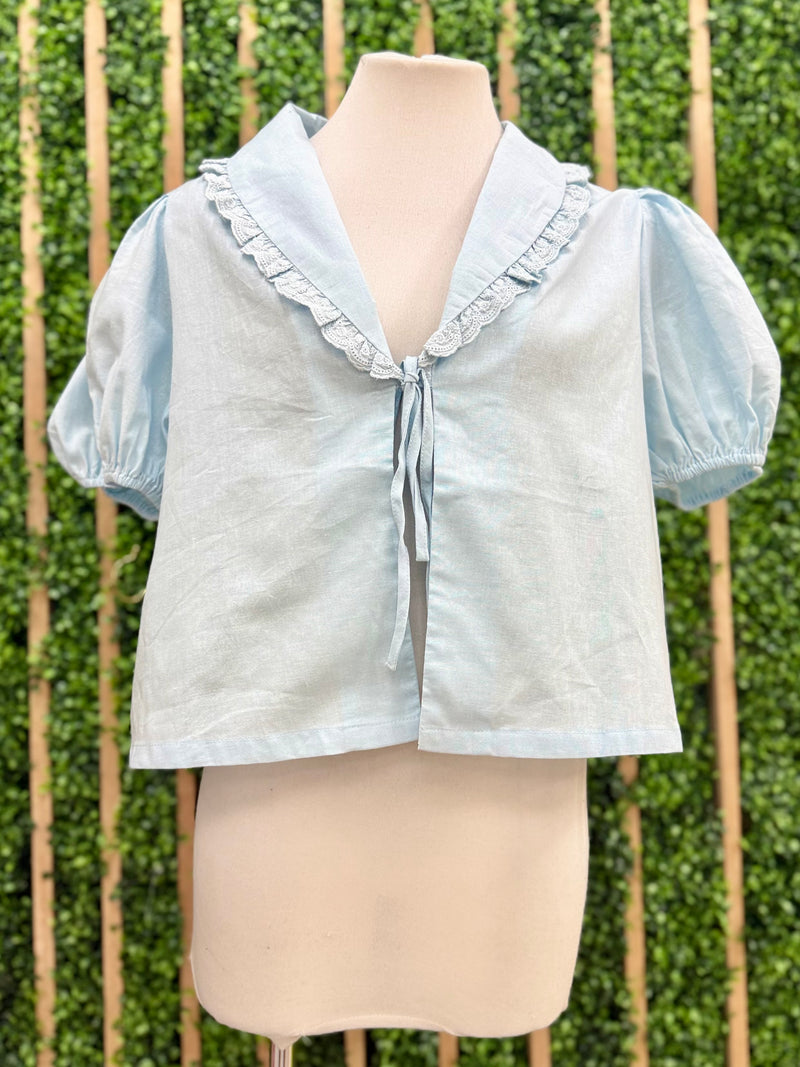 Sky Blue Petter Pan Collar Top