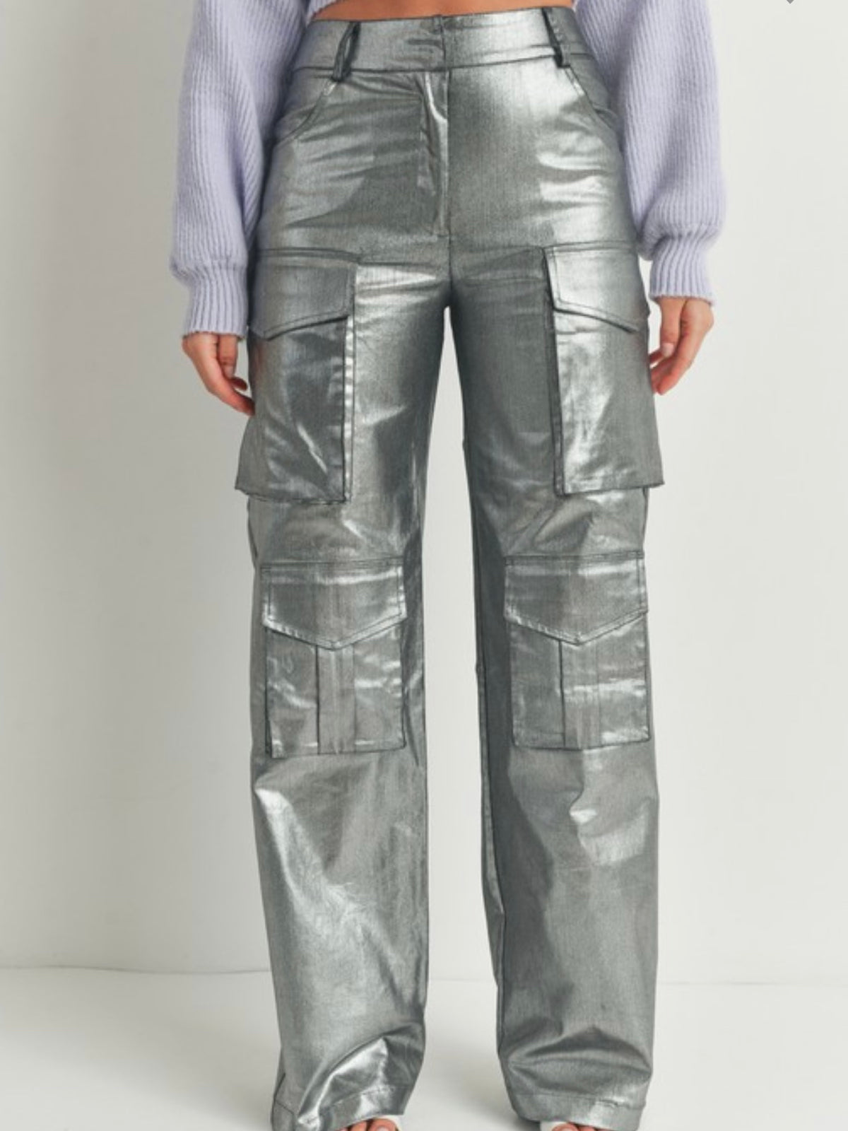 Metallic Finish Cargo Pant