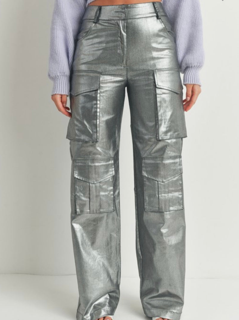 Metallic Finish Cargo Pant
