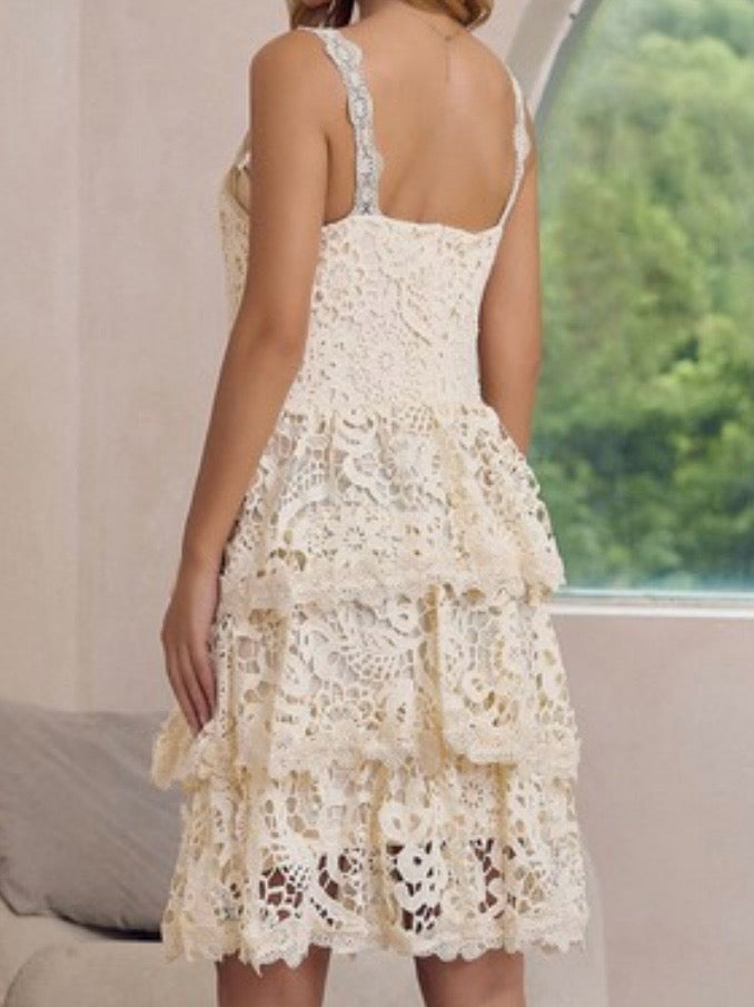 Beige Lace Sleeveless Tiered Short Skirt Dress Ah L La Lifestyle Boutique Beige Lace Sleeveless Tiered Short Skirt Dress Ah L La Lifestyle Boutique