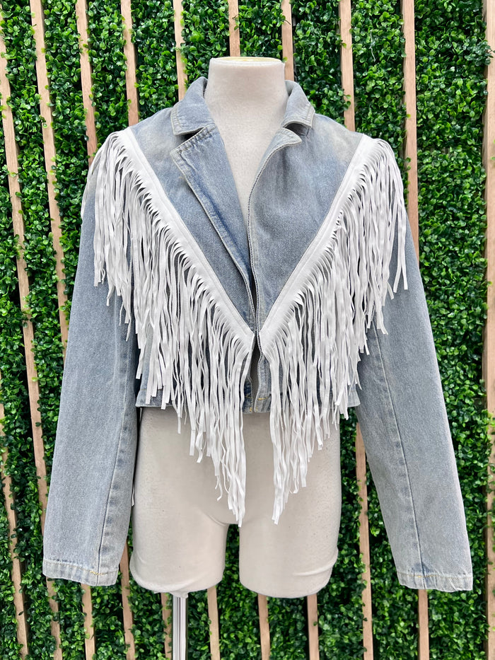 Suede Fringe Denim jacket