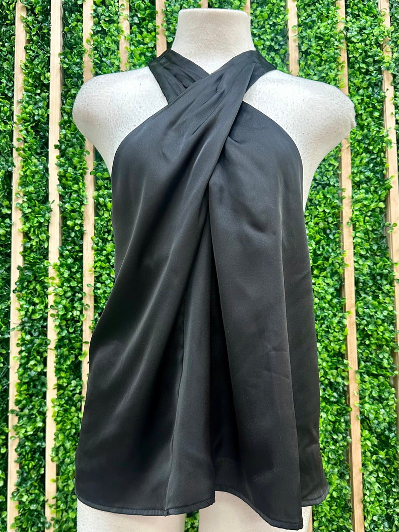 Satin Twist Halter Neck Top