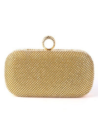 Ring Closure Rhinestone Studded Clutch