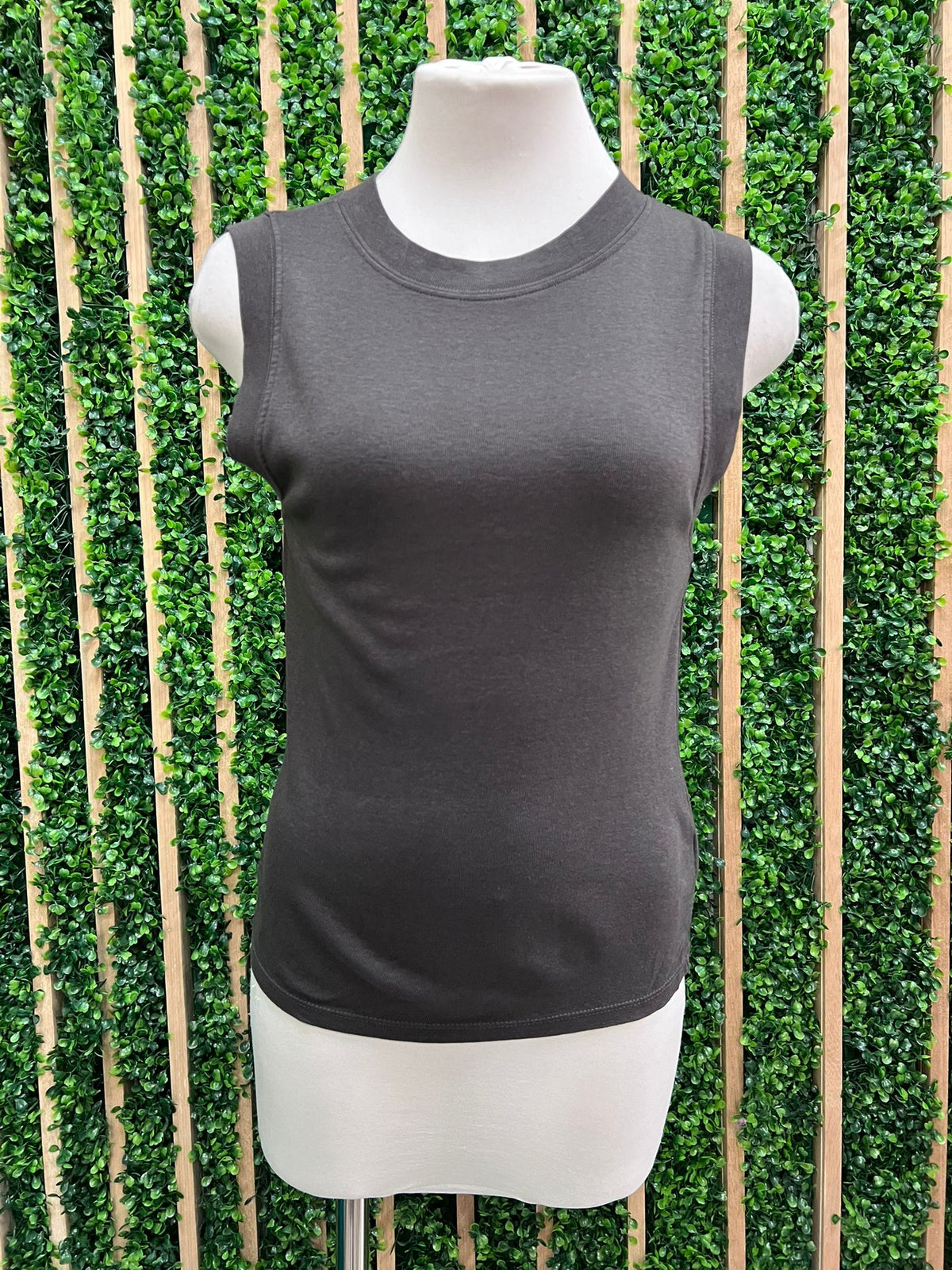 Charcoal Cotton Blend Basic Tank Top