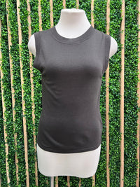 Charcoal Cotton Blend Basic Tank Top
