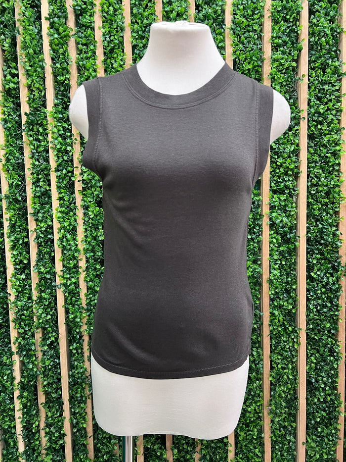 Charcoal Cotton Blend Basic Tank Top