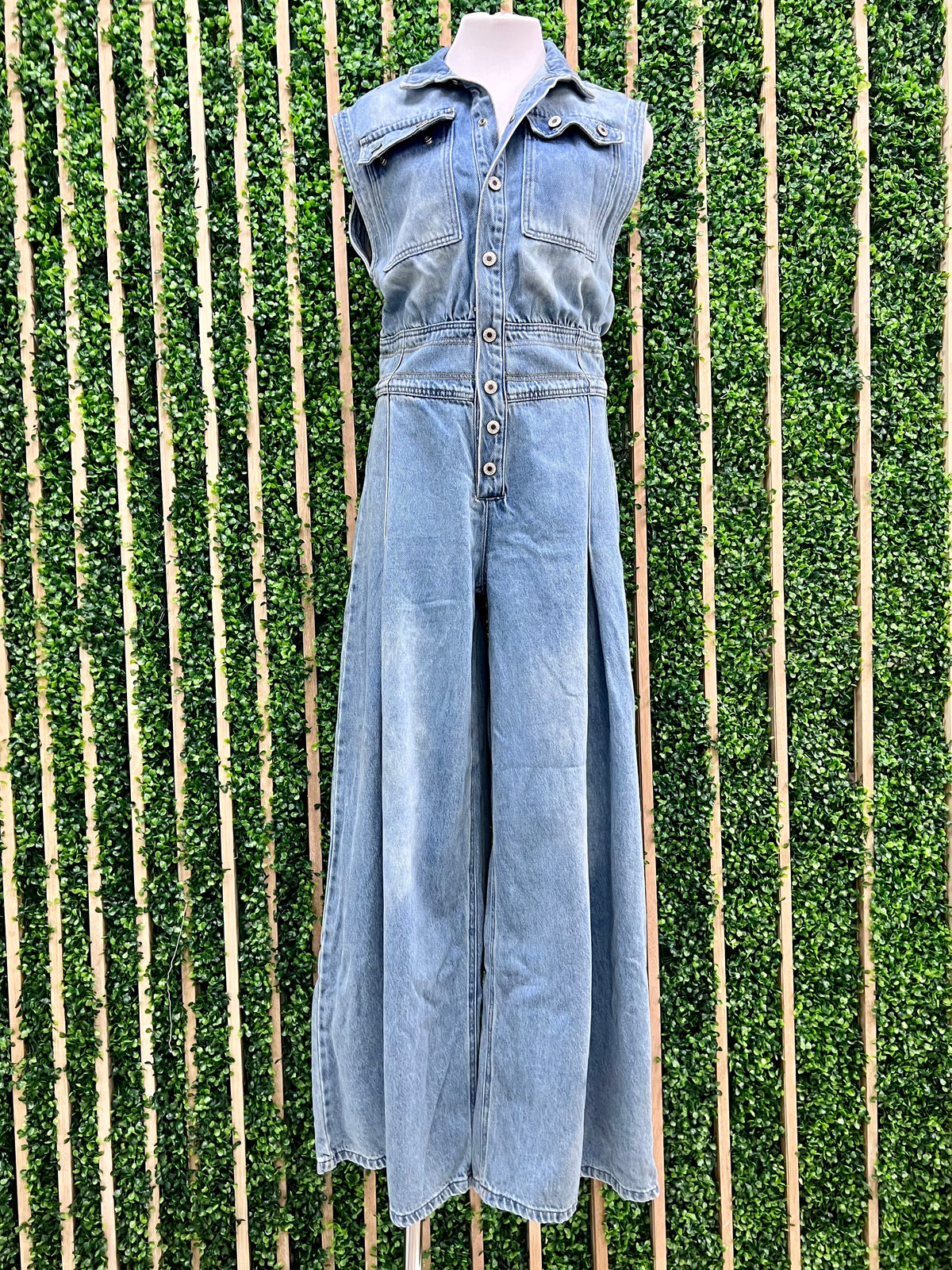 Collared Denim Jumpsuit