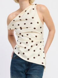 Assymmetrical Satin Polka Dot Top