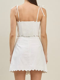 White Scallop Edged Strapless Crop Top