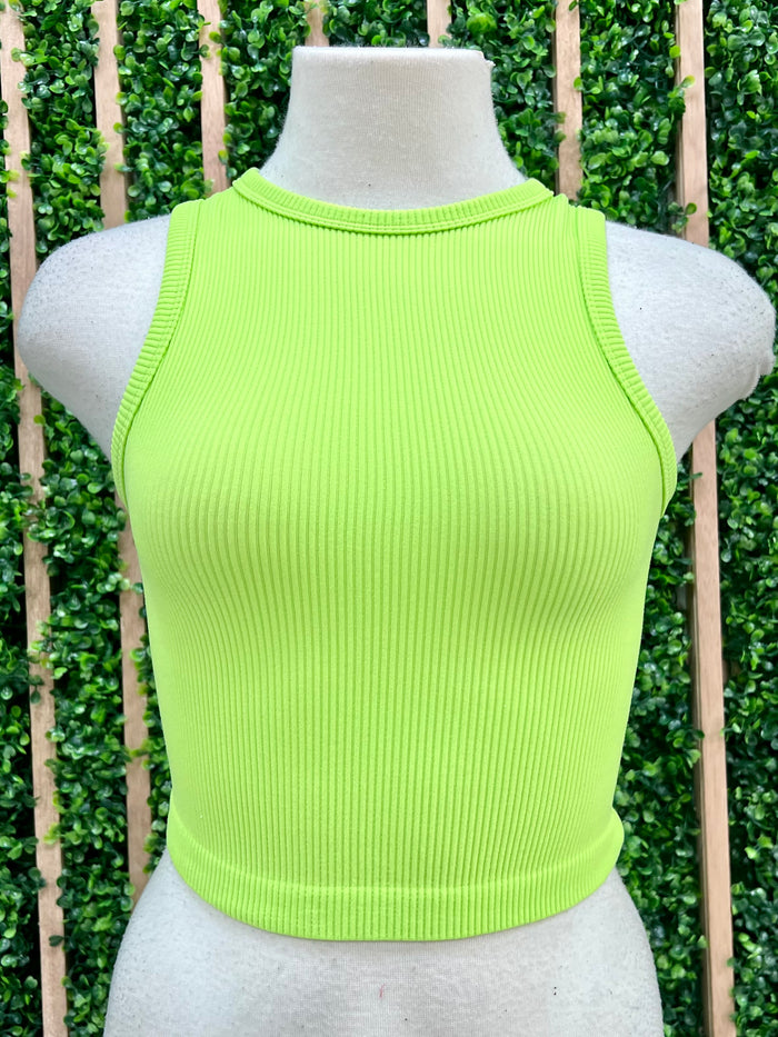 High Neck Thick Rib Crop Tank