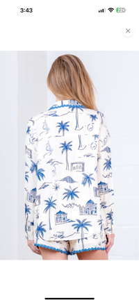 Ric Rac Trim White Blue Santorini Blouse