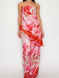 Red Print Lace Wide Leg Pant