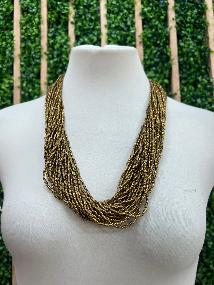 Multi Layer Metallic Beads Necklace