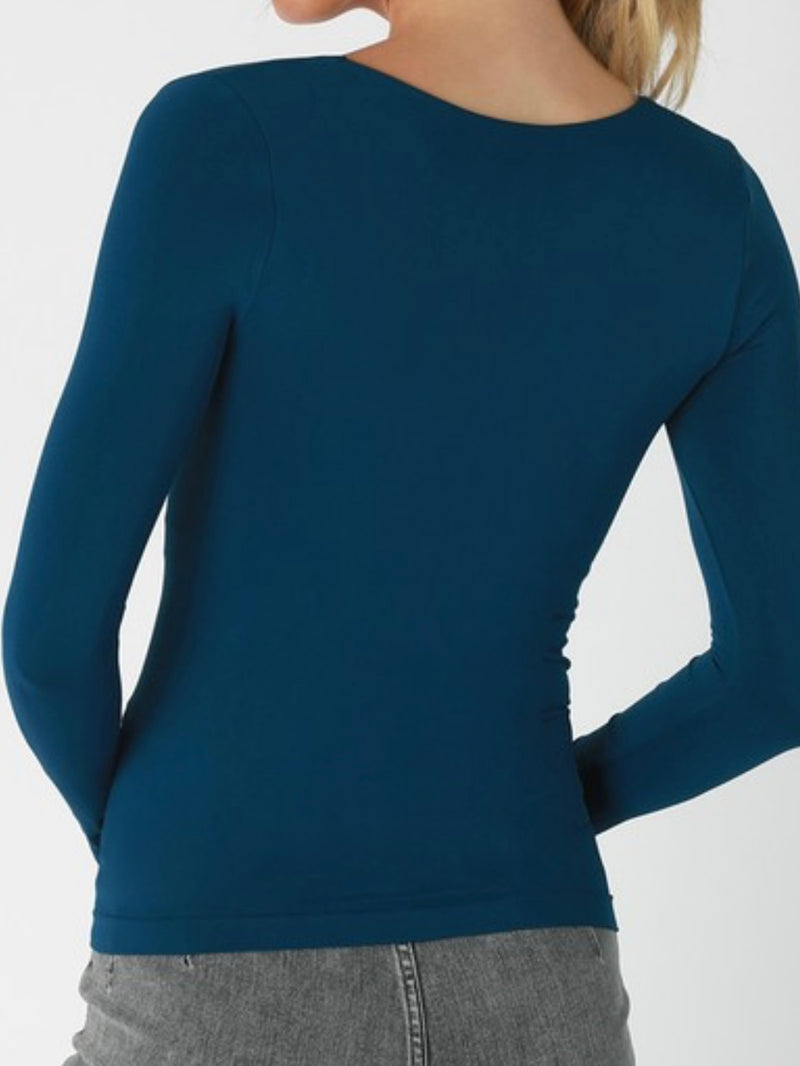 Square Neck Long Sleeve Basic Top