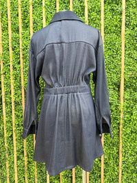 Dark Denim Long Sleeve Short Flare Dress