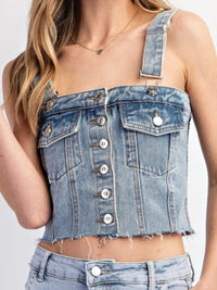 Cropped Denim Cargo Bustier Top