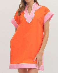 Neon Orange And Pink Escape Shift Dress