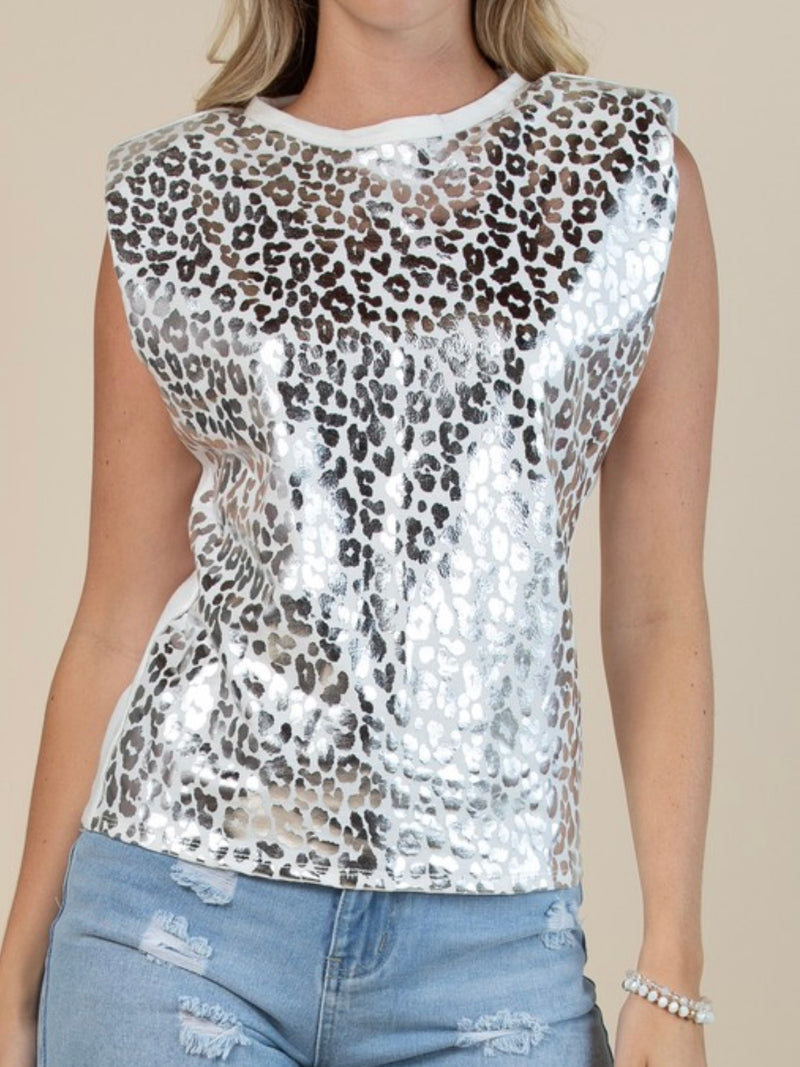 Silver Cheetah Padded Top