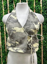 Camo Wrapped Halter Neck Top