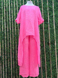 Fluorescent Linen Hi Low Palazzo Set