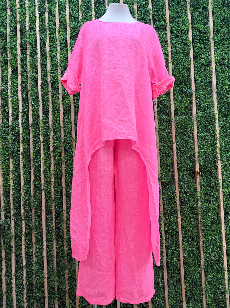 Fluorescent Linen Hi Low Palazzo Set