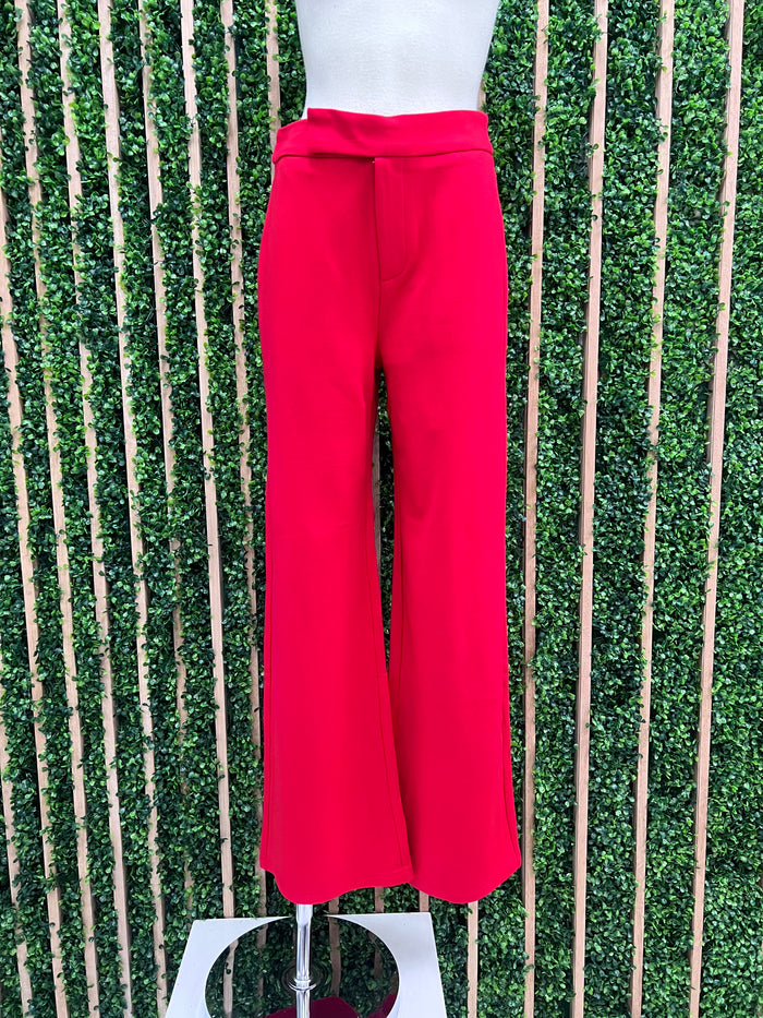 Red High Waist Trouser Pant