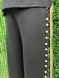 Black Pearl Trim Pant Set