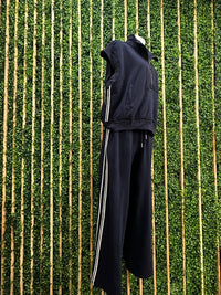 Navy Side Stripe Trim Pant Set