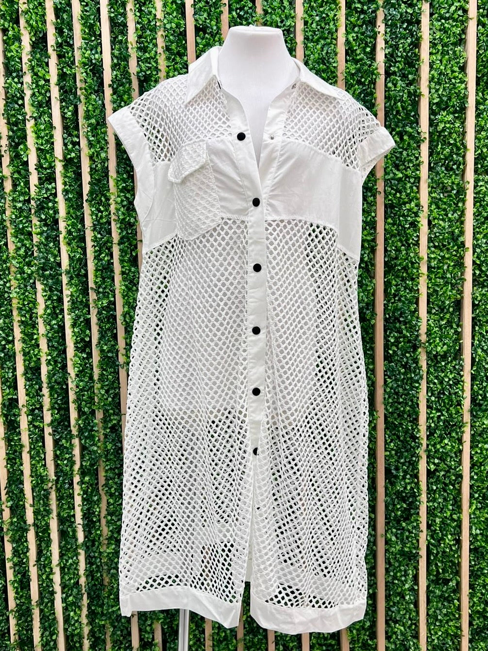 White Net Blouse Dress