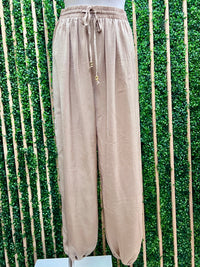 Taupe Satin Wide Leg Pants for Women | Matching Separate