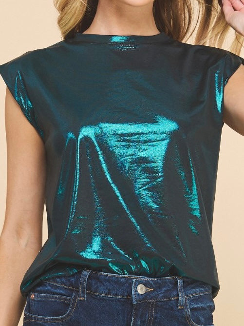 Muscle Sleeve MEtallic Top