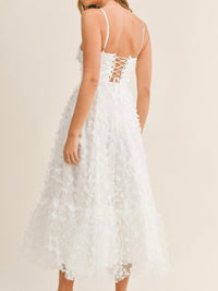 Exquisite White Butterfly Organza Midi Dress